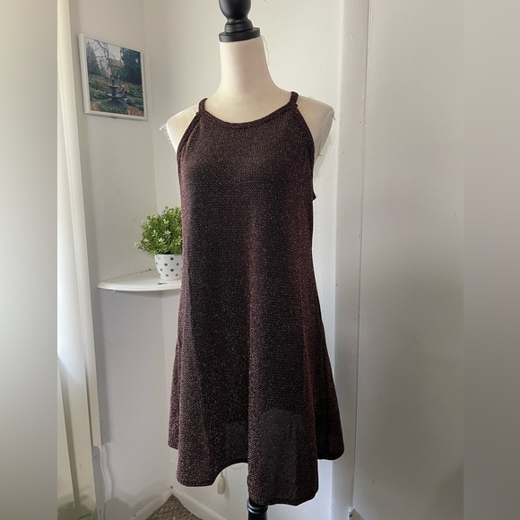 FOREVER ROSE couture WOMEN'S SLEEVELESS midi DRESS WITH burgundy glitter threads - Picture 10 of 16